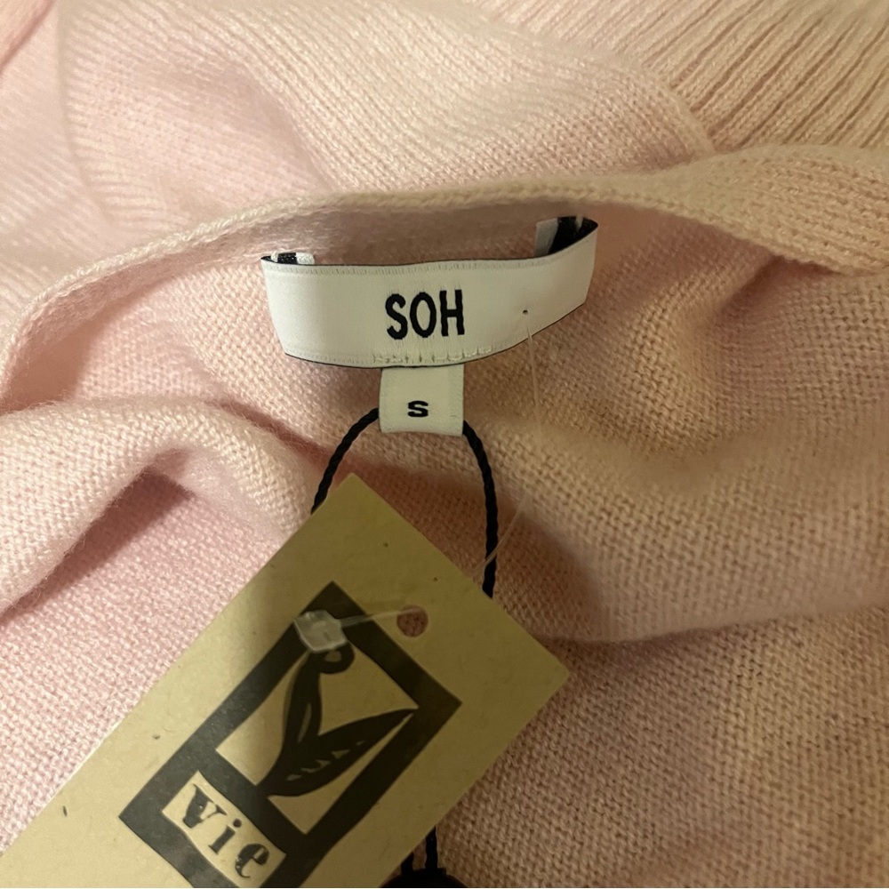 NWT SOH Cashmere Draped Back Halter Sweater S Blush Pink - Picture 7 of 11
